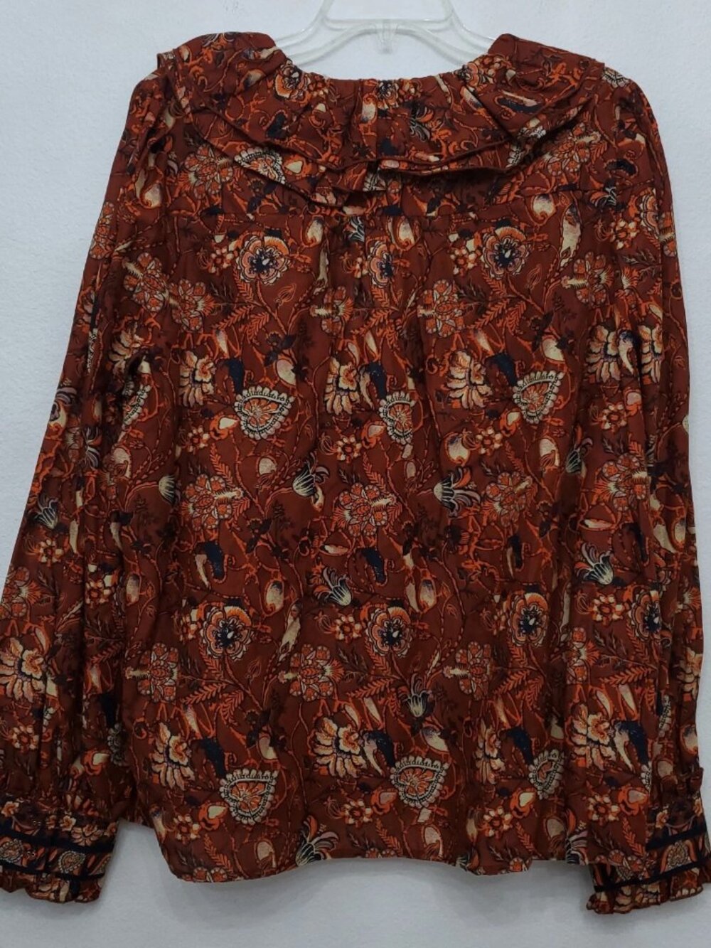 A Loves A Boho Victorian Ruffle Neck Platter Collar Floral Blouse Size XL - Picture 8 of 16